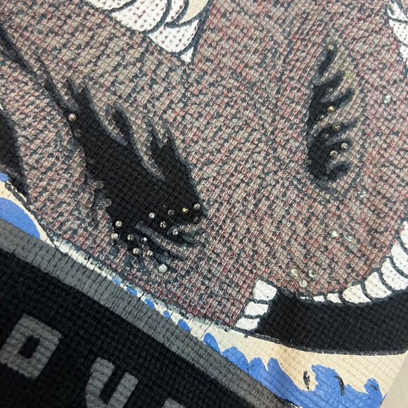 Y2K Southpole Shirt Womens Medium Black Fitted Thermal Waffle Knit Grunge Skater - Picture 10 of 11